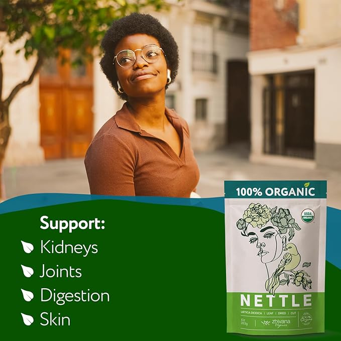 Stinging Nettle Tea Organic Loose Leaf - Dried Nettles Herb, Ortiga Tea – Cleanse Body, Remove Toxins, Easy Allergy – 8 oz