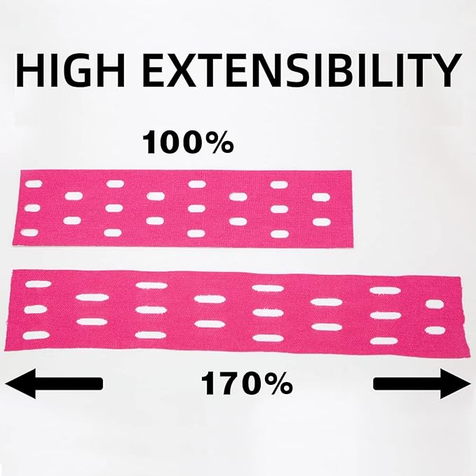 Waterproof Kinesiology Tape-4 Rolls | Elastic Athletic Tape for Joints Support & Muscle Pain Relief,Latex Free Cotton Sport Tape with Hole Perfect for Any Activity(4Color-Hollow)