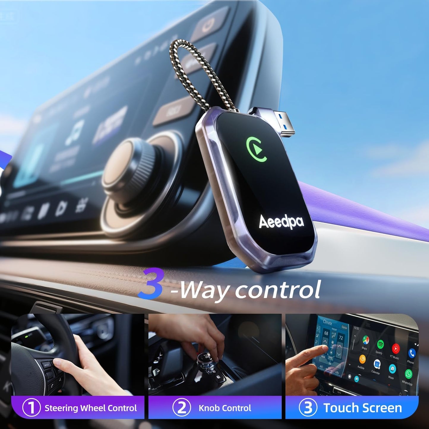 Mini Wireless CarPlay Adapter for iPhone - Convert Wired to Wireless | Bluetooth 5.3 | Plug & Play | iOS 10+ Car Systems 2015+ (for Factory CarPlay)