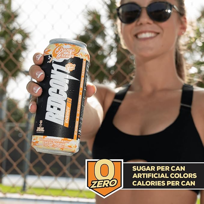 REDCON1 Energy High Performance Drink, Orange Cream - Zero Sugar Energy Drink with Alpha GPC Nootropic - 200mg of Natural Caffeine from Green Coffee Beans - Vitamin B6, B12 & B5 to Boost Mood (12 ct)