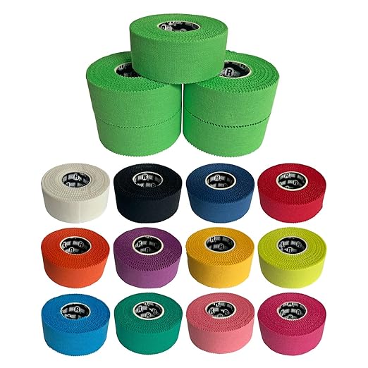 Ringside 1" Athletic Trainers Tape, Cotton Kinesiology Tape for Combat Sports, Adhesive, 30 Foot Rolls, Green, 5 Pack