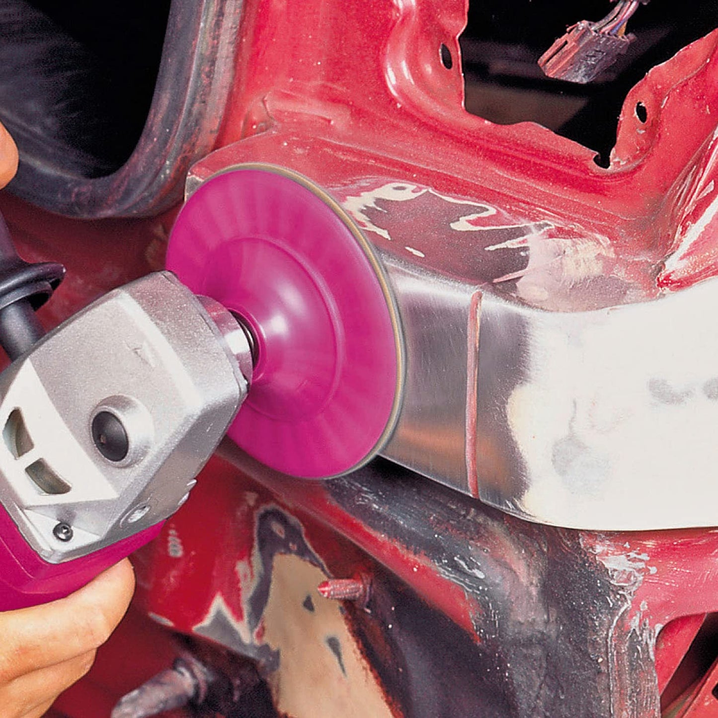 CS Unitec 80651 FIX Fleece (Nonwoven) Disc for The FIX Hook and Loop System, 6" Diameter, Medium (Red) (Pack of 10)