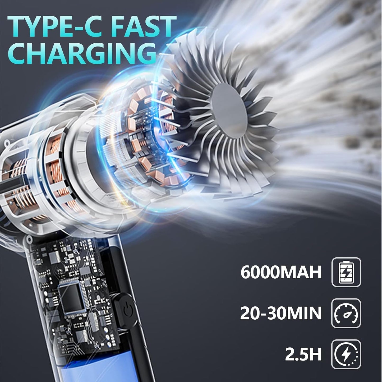 Portable Cordless Foldable 20000PA High Power Mini Vacuum Cleaner, 4-in-1 Compressed Duster & Air Blower & Pump, Hand Held Vacuum, Brushless Motor, for Car, Home, Office, Pet, Camping