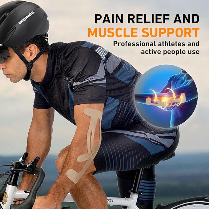 12 Count Kinesiology Tape for Elbow, Pre-Cut Waterproof KTquick Elbow Tape for Elbow Pain Relief Pre Cut, Original Cotton Athletic Tape, Durable Knee Tape for Sports and Long-Lasting Support (Beige)