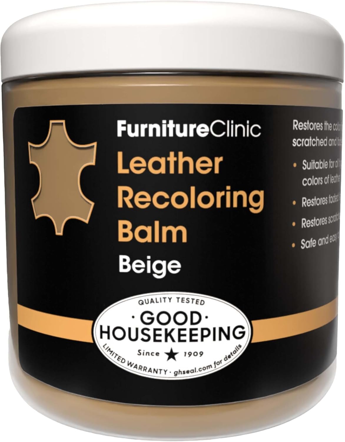 The Original Leather Recoloring Balm by Furniture Clinic - Beige Leather Dye for Furniture, Couches & Car Seats - Restore Scratched, Faded, & Damaged Surfaces
