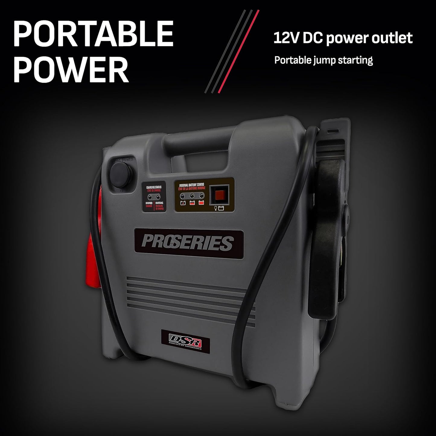 Schumacher Electric Car Battery Jump Starter & Portable Power Station - 1800 Peak Amps - 12V DC Power Outlet - with Overload & Short-Circuit Protection & Jumper Cables - DSR119