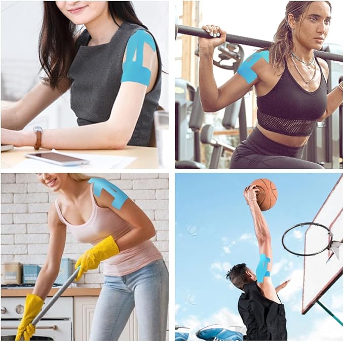 IEADEN Precut Kinesiology Tape for Shoulder, 10 Pcs - Shoulder Support & Stability, Shoulder Pain Relief Athletic Tape - Waterproof & Elastic, Breathable Hypoallergenic Latex-Free Tape, Purple