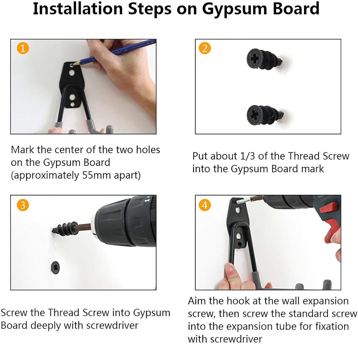 Garage Storage Utility Hooks，Garage Garden Tool Organizer，Steel Wall Mount Hooks, Large Garden U Hooks （2 Pack） (Type-2-Orange)