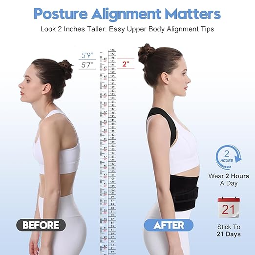 Posture Corrector for Women and Men with Bionic System, Upgraded Back Brace, Adjustable Full Back Support, Shoulder Straightener, Neck, Upper and Lower Back Pain Relief