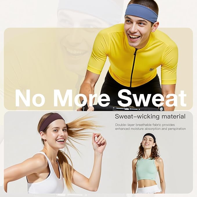 Braylin Men's Headband, 3-Pack Men's Sweatband, Sports Headband for Running, Cycling, Basketball, Fitness Workout, Unisex Headbands