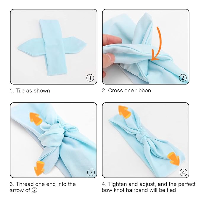 DRESHOW 8 Pack Bow Headbands for Women Girls Elastic Headwraps Knotted Headband Rabbit Ears Turban Non-Slip Sport Cute Hair Accessories