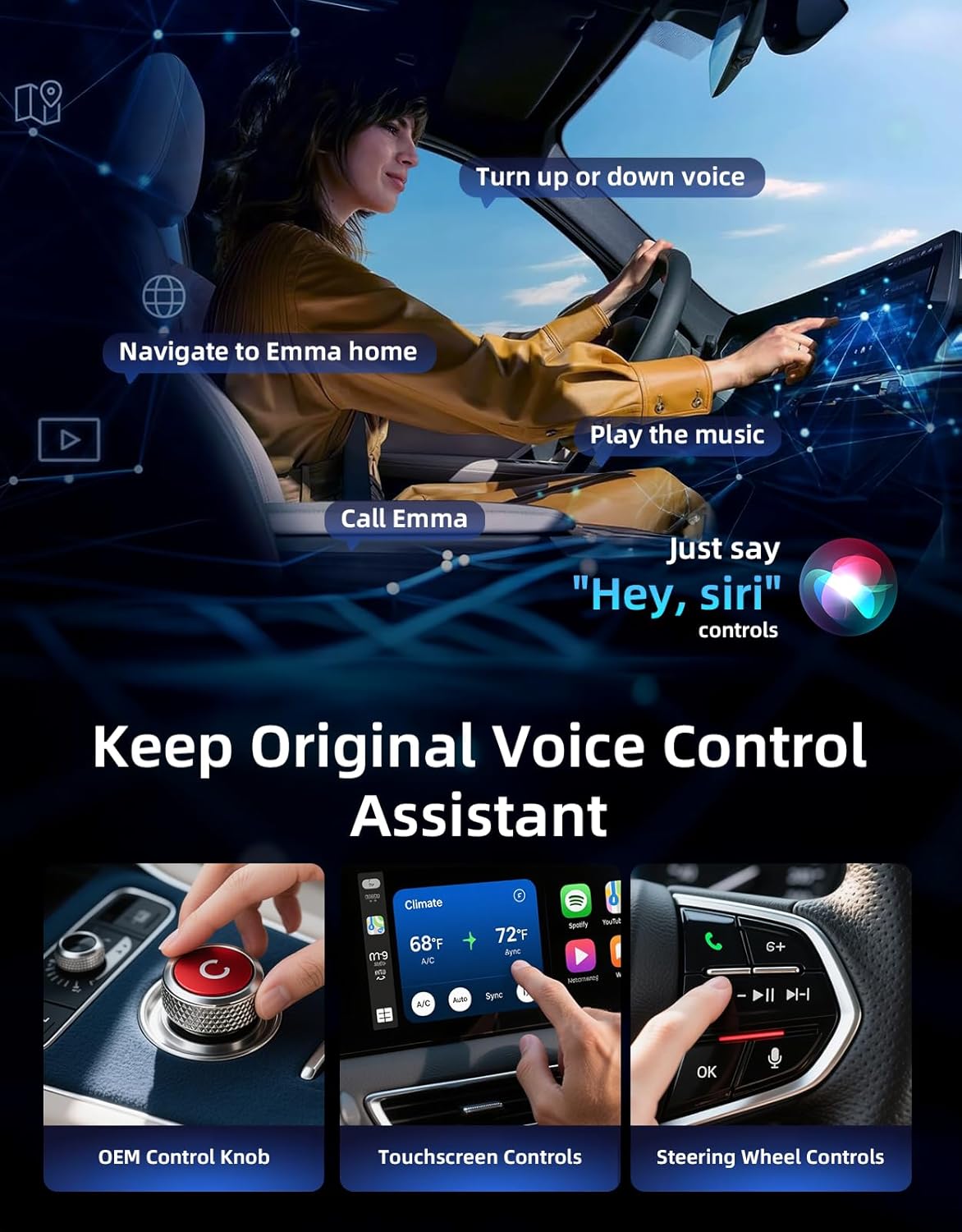 Wireless CarPlay Adapter for Apple iPhone & Android Auto, Plug & Play Dongle with Fast Connection, No Delay, Wide Compatibility for Cars 2016+