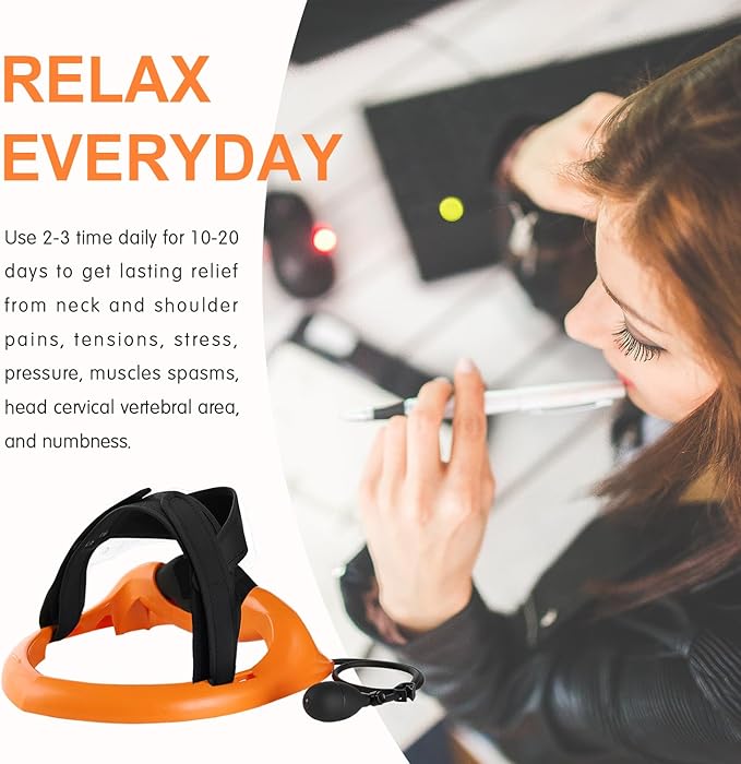 ECOGUN Posture Neck Exercising Cervical Spine Hydrator Pump, Relief for Stiffness, Relieves Neck Pain, Neck Curve Restorer Orange