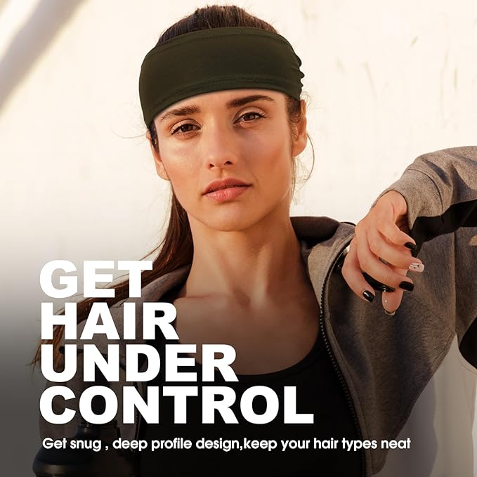 Headbands for Men, 6 Pack Mens Headband Sports Sweatbands, Moisture Wicking Hair Bands for Running, Cycling, Basketball, Yoga, Fitness, Workout Sweat Hairband for Women Men