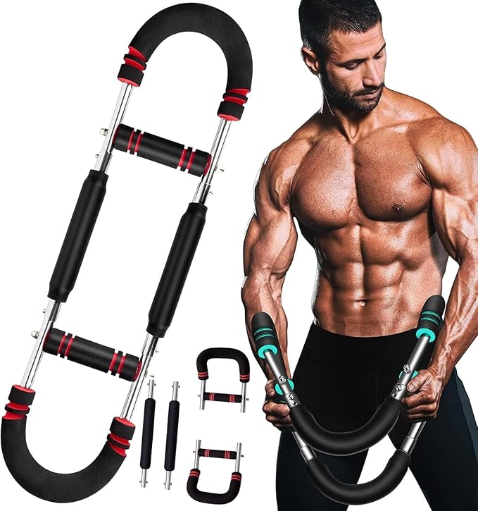 60-120lb Adjustable Twister Arm Trainer – Portable Detachable Chest , Arm Exerciser for Home/Gym/Travel, Full-Body Strength Training Equipment with Anti-Slip Grips