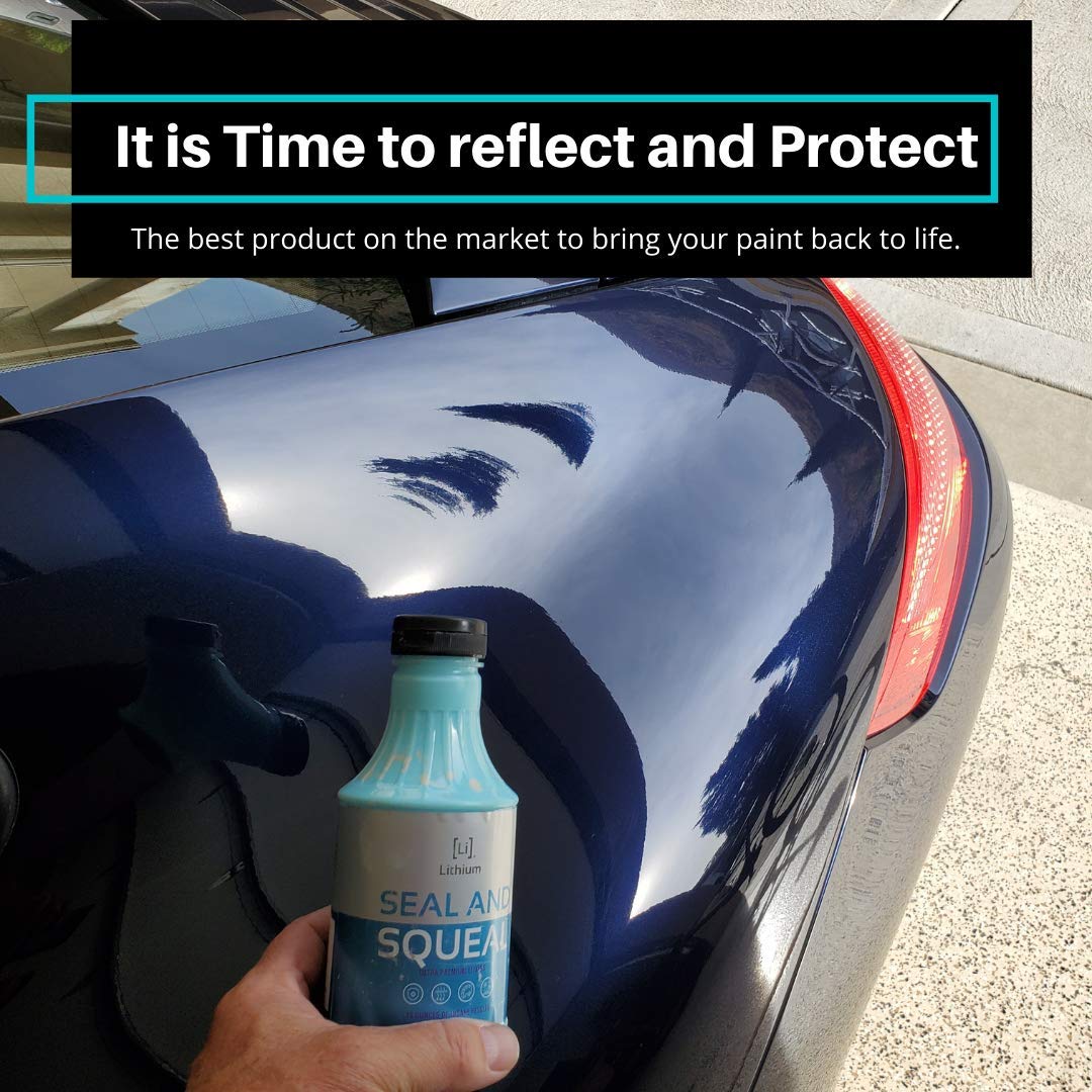 Lithium Seal and Squeal Car Paint Restorer, Polish and Sealant for Incredible Shine - Curable Amino Functional Polymers Fused with Si02 Ceramic Nano Technology - Lasts for up to 12 Months (16 oz)