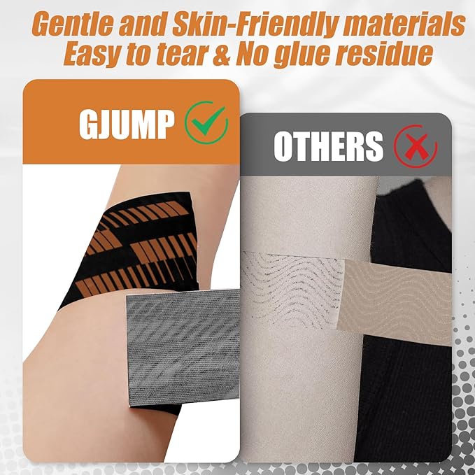 Kinesiology Tape, 2 Rolls Hypoallergenic Athletic Tape for Muscle Strain Relief & Joint Support, Waterproof & Breathable Sports Tape for Pain Relief, 2in x 16ft Uncut Roll-Stripe