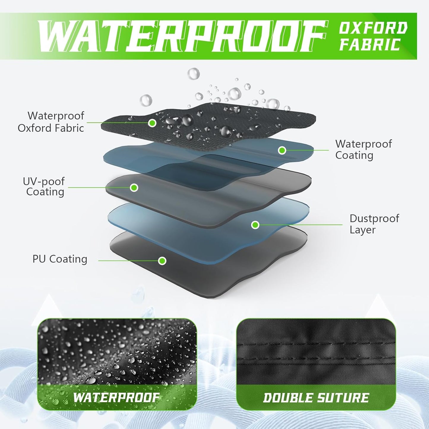 COVERVIN Motorcycle Cover, All Weather Outdoor Waterproof Night Protection with Reflective Strips, Locking Holes and Storage Bag for 116 Inch Suzuki, Kawasaki, Honda, Harley-Davidson(Silver XXXL)