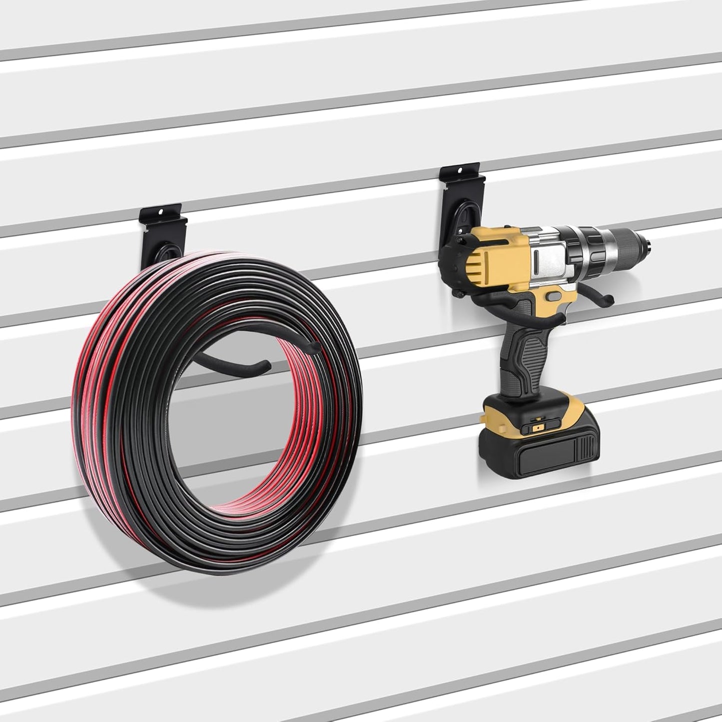 Slatwall Power Tool Hanger, Garage Garden Tool Hooks, Steel String Trimmer Holder Grass Trimmer Organizer, Weed Eater Rack Garage Storage Hook for Weed Wacker, Leaf Blower