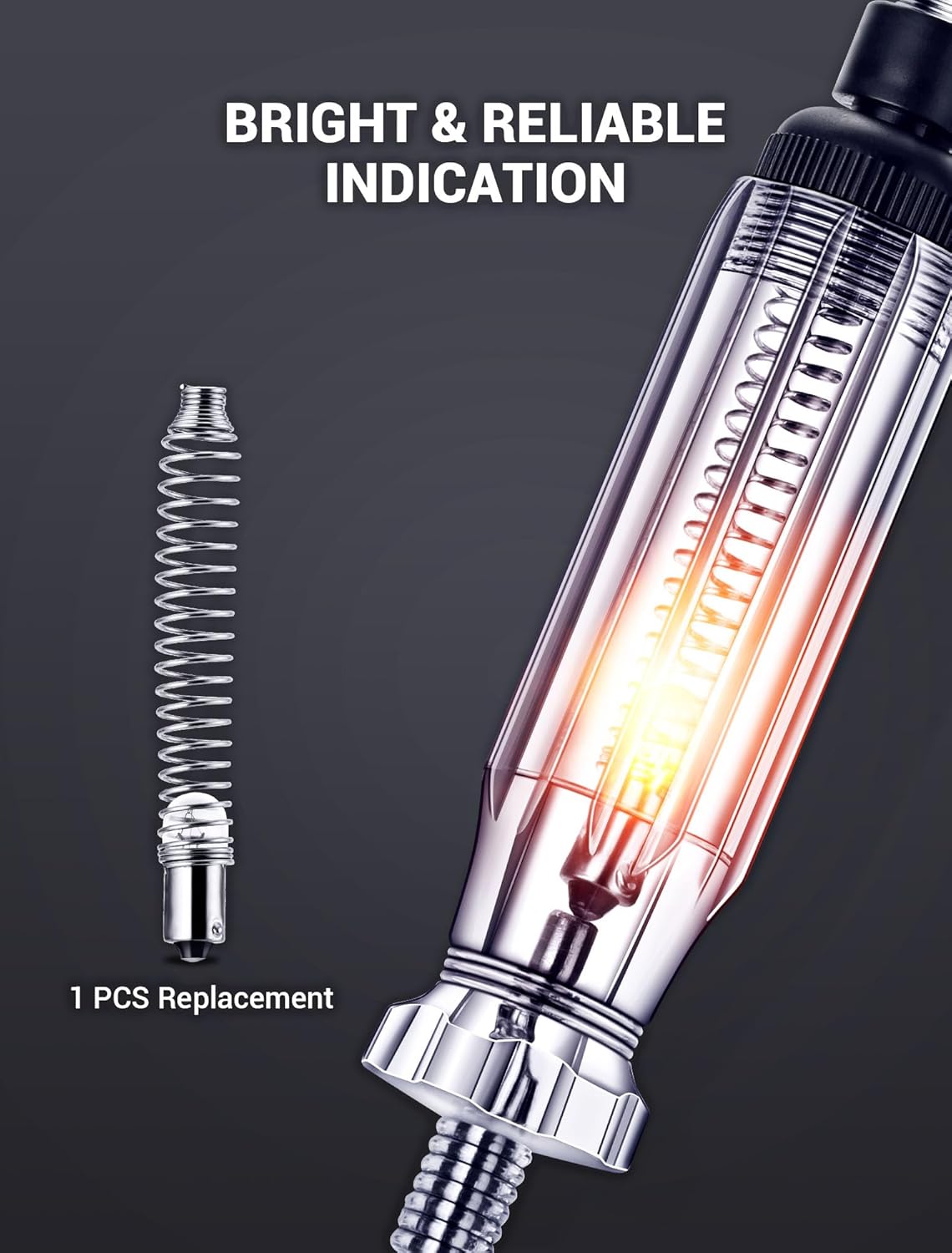 Heavy Duty Automotive Circuit Tester, Premium 6-24V Test Light with 135 Inches Extended Spring Wire & Stainless Probe, Circuit Voltage Tester with Replacement Indicator Light for Car/Vehicles