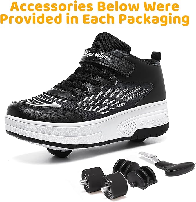 Wooowyet Roller Skate Shoes for Kids Boys Girls Rechargealbe Wheels Sneakers Fashion Roller Wheeled