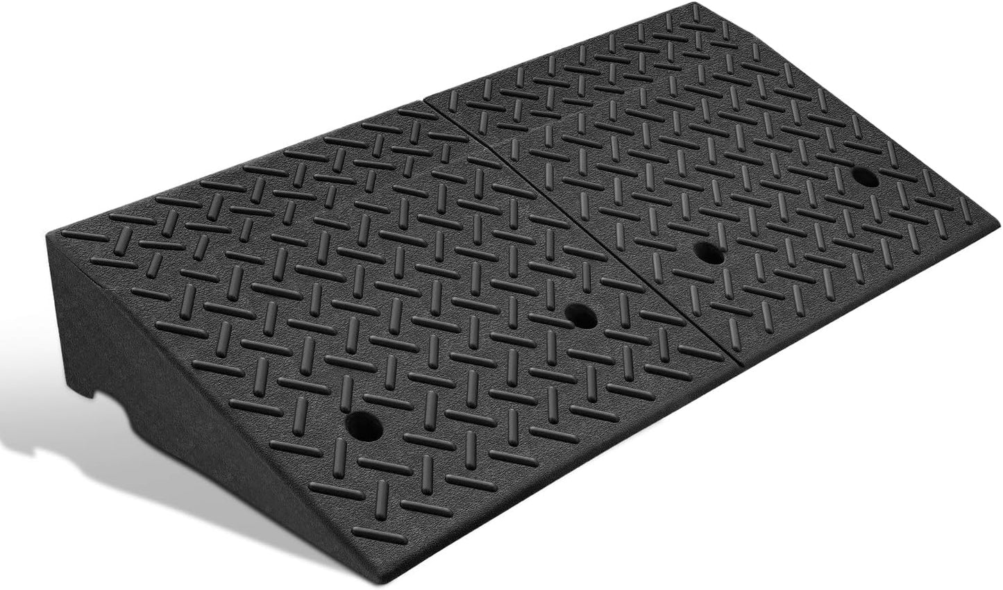 DNA MOTORING 6.9" Rise Rubber Curb Ramp Heavy Duty Loading Driveway Ramp Threshold Ramp 39 in L x 19.5 in W x 6.9 in H for Loading Dock, Warehouse, Wheelchair, Motorcycles, Cars, TOOLS-00653