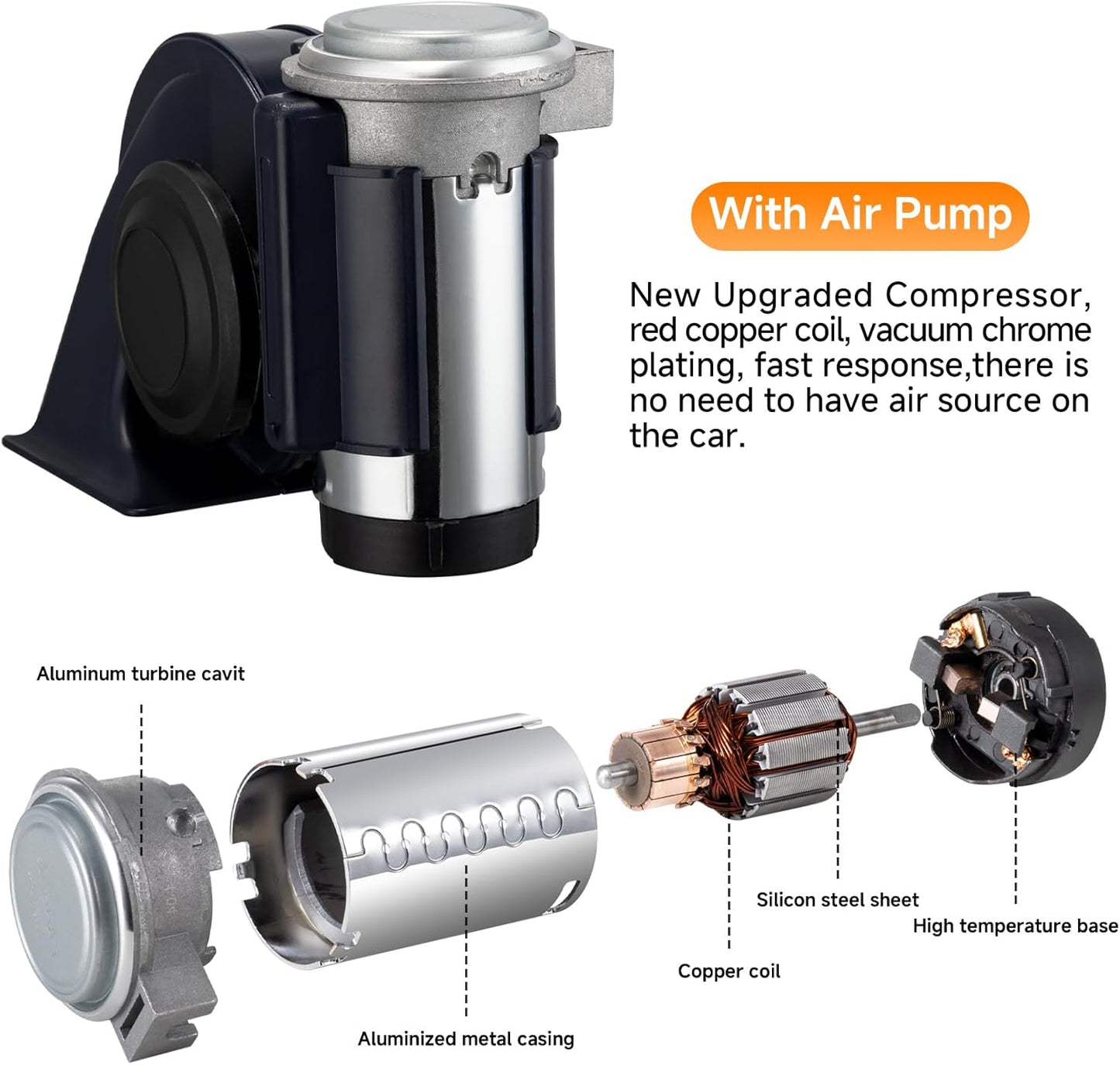 Air Horn 12V 150DB Loud Train Horn kit for Car Truck Motorcycles,Boat Airhorn Loud Truck Horn (blue horn with wire and button, 12v)