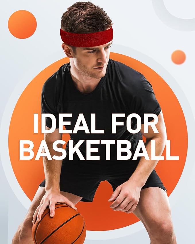 Tanluhu Sweatbands Sport Headbands for Men & Women,Terry Cloth Sweat Band for Tennis, Running, Basketball, Working Out, Execise - Athletic Sweat Cotton Headband Outdoor