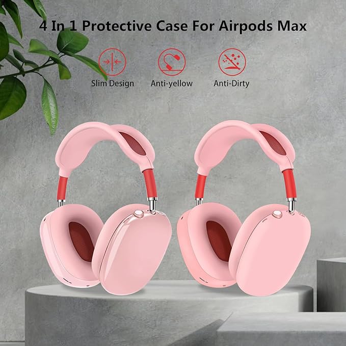 for AirPods Max Case-Ear Protector Set 4 in 1-Headband & Ear Cups-Pink
