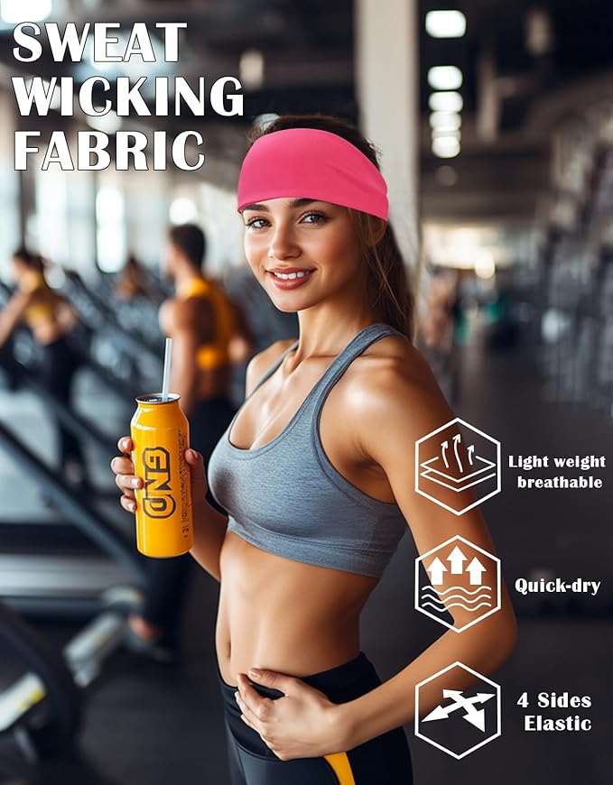Headbands for Men & Women, Sweat Headband Non-Slip Sweatband Sports Running Cycling Yoga Basketball Workout Football Training