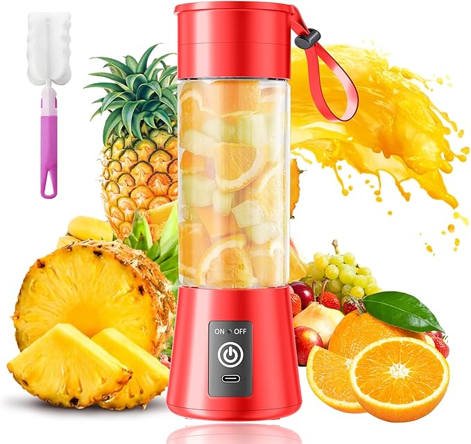 Portable Personal Size Mini Blender - 2025 Upgraded Cordless Blender for Smoothies & Shakes, Type-C Rechargeable, 380Ml Traveling BAP Free Juicer Cup for Sports/Travel/Home, 20000Rpm/Min Speed