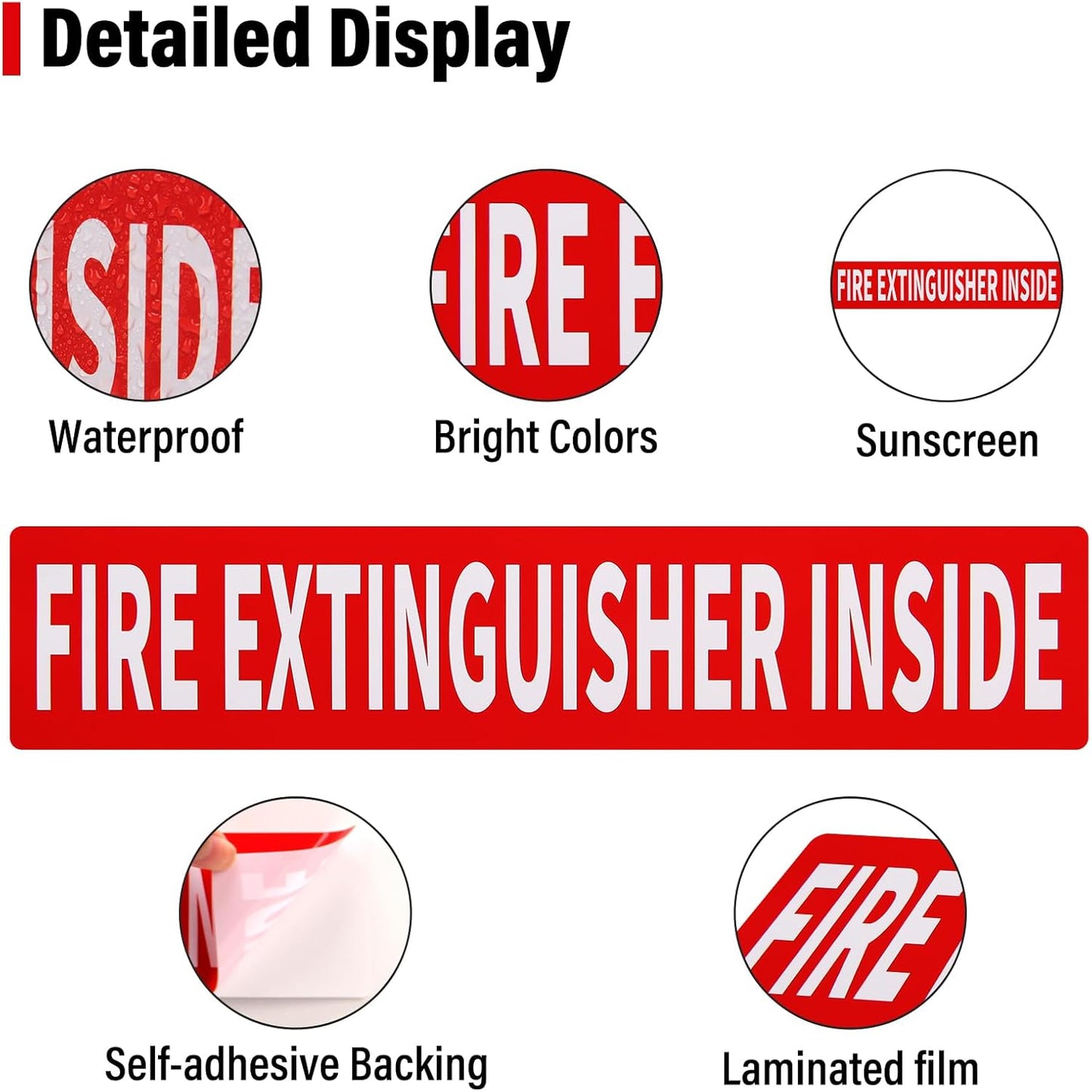 Madrigal Fire Extinguisher Inside Sticker Sign,8Pack 12x2.5" Self-Adhesive Vinyl, Weatherproof & UV Protected for Cars, Trailers, Rv's, Trucks and Vehicles, Red on White