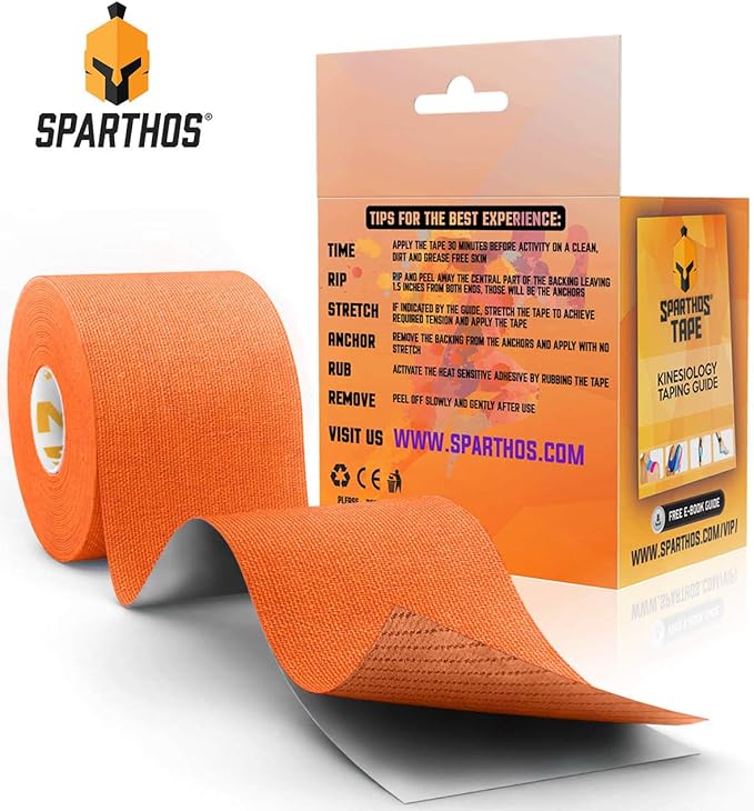 Sparthos Kinesiology Tape - Incredible Support for Athletic Sports and Recovery - Free Kinesiology Taping Guide! - Uncut 2 inch x 16.4 feet Roll