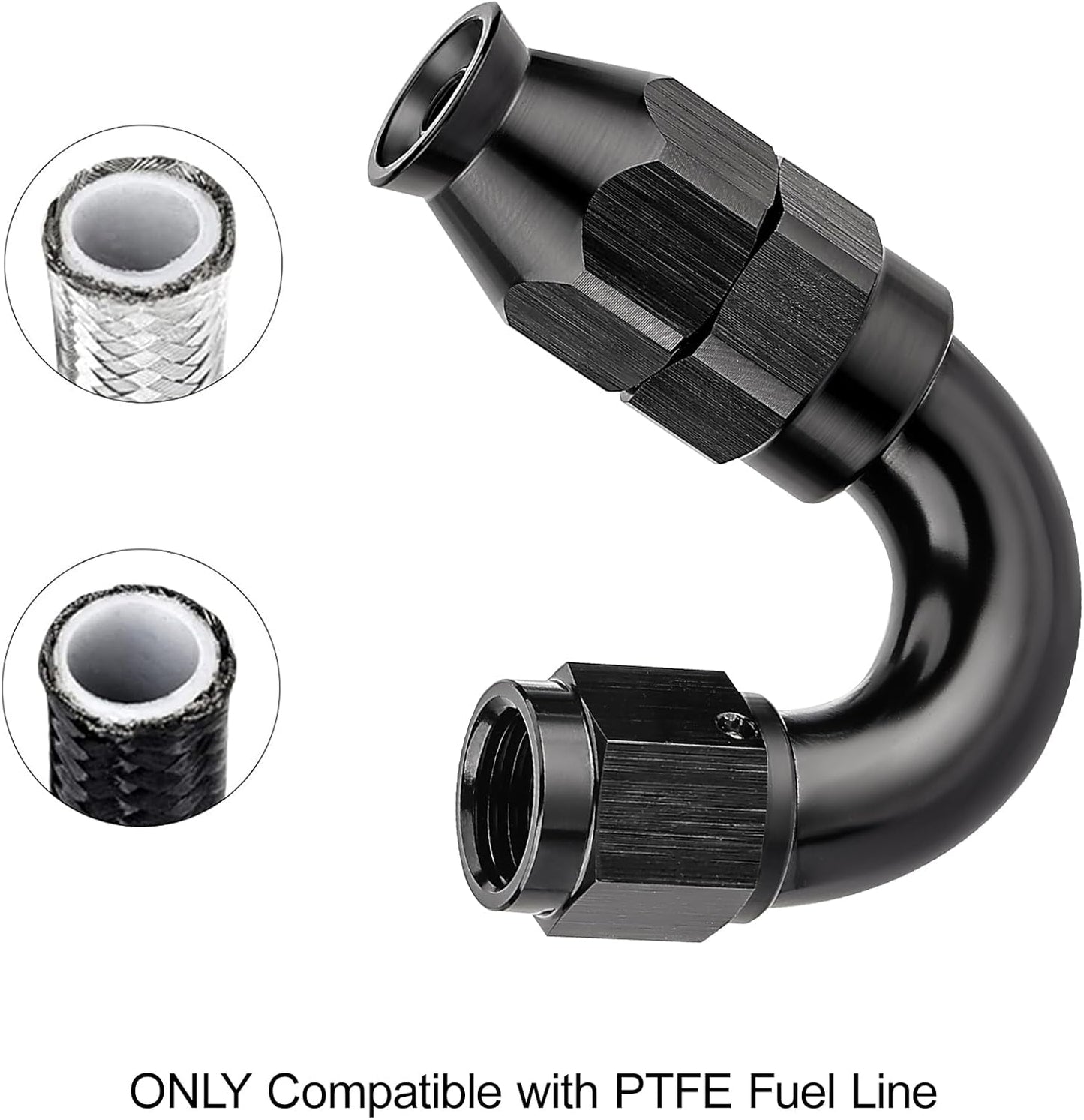 EVIL ENERGY 4AN 150 Degree PTFE One Piece Full Flow End Hose Fitting Aluminum Black