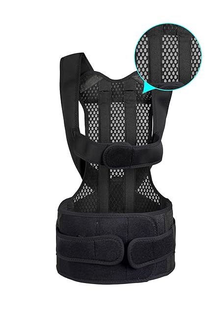 Jumbl Posture Corrector (Small) | Reusable Back Brace Supportive Spine Correction for Back Pain Relief for Men & Women Fitness and Wellness Kit | with Bonus Resistance Band