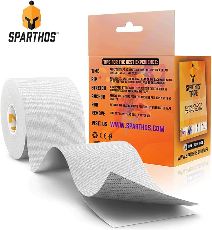 Sparthos Kinesiology Tape - Incredible Support for Athletic Sports and Recovery - Free Kinesiology Taping Guide! - Uncut 2 inch x 16.4 feet Roll