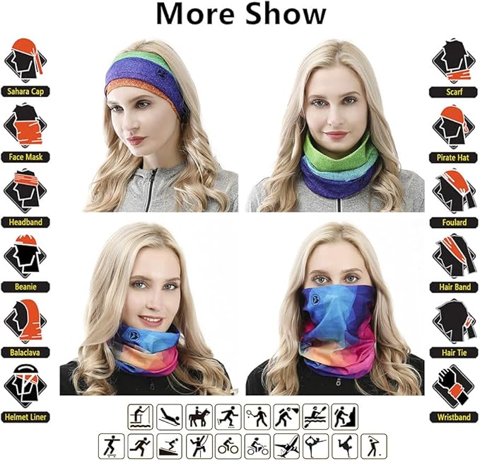 Headband Neck Gaiter Head Wrap Headwear Face Mask Magic Scarf Bandana for Men and Women