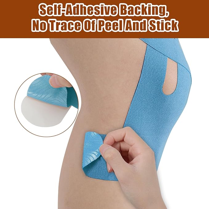 20 Pcs Precut Athletic Tape, Kinesiology Tape for Knees, Waterproof Kinetic Tape for Knee, Breathable Knee Tape for Knee Pain Relief Pre Cut,Sports Tape Athletic Kinesiology,Elastic Turf Tape Football