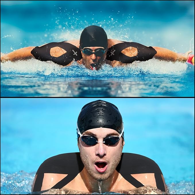 Geiserailie 4 Roll Christian Cross Kinesiology Tape, Each 20 Precut Strips 10" Per Strip Waterproof Religious Athletic Sports Tape Cotton Elastic Wraps for Fitness Running Tennis Swimming Football