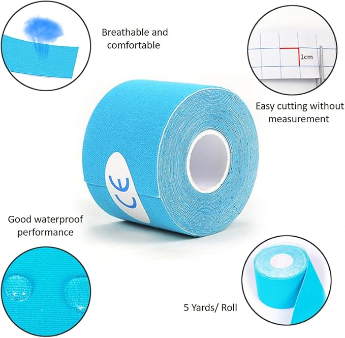 4 Pack Kinesiology Tape, Athletic Tape Supports Protects Muscles, Knees, Shoulders & Plantar Fasciitis, Waterproof & Hypoallergenic Kinesiology Tape (Mixed Color)