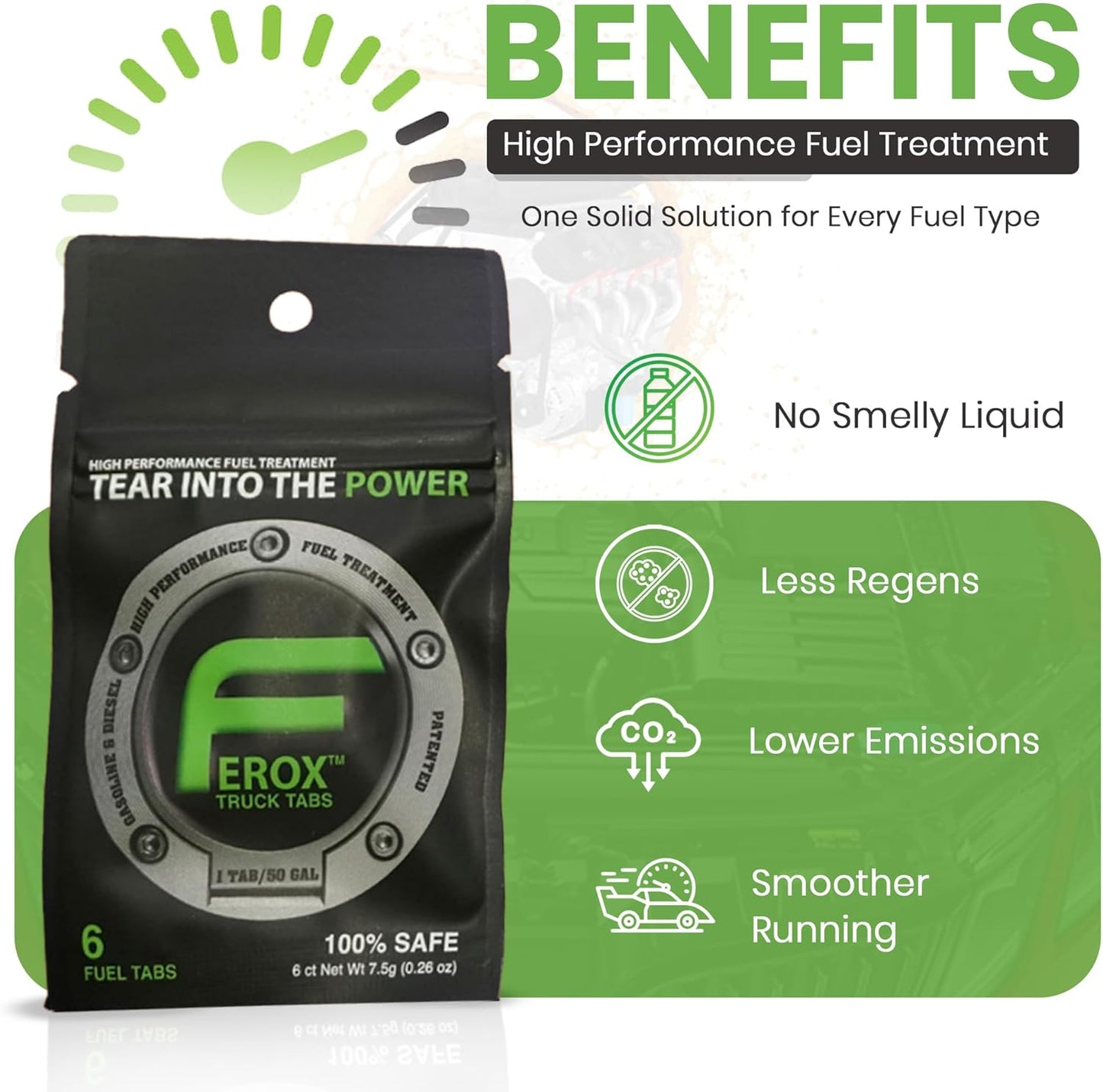 Ferox Fuel Catalyst for Trucks | Heavy-Duty Fuel Treatment for Diesel & Gas | Optimize Power, Reduce Waste | Treats Large Tanks | 1 Tab = 50 GAL | Works in All Engines