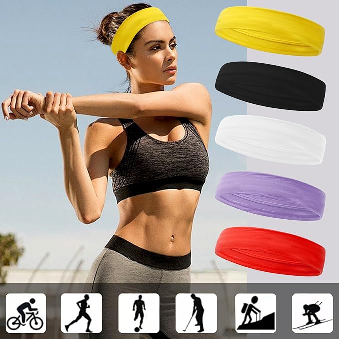 Workout Headbands Non Slip Headband Sport Headbands Sweatbands Elastic Sport Hair Bands for Sports Travel Indoor Fitness Gym