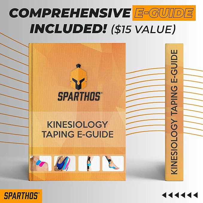 Sparthos Kinesiology Tape - Incredible Support for Athletic Sports and Recovery - Free Kinesiology Taping Guide! - Uncut 2 inch x 16.4 feet Roll
