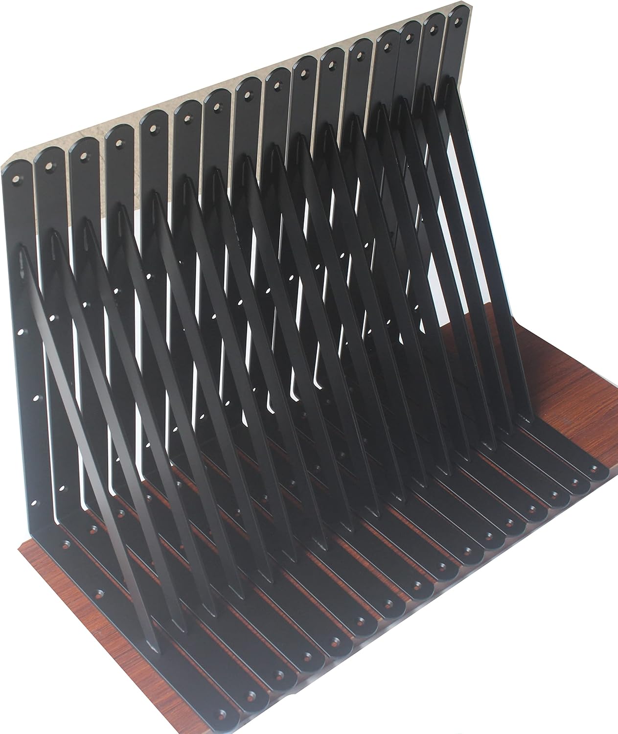 20 Pack L14 x H 10" Black Heavy Duty Shelf Brackets with Screws Metal Shelf Brackets Shelf Support Angle Brackets for Shelves L Brackets Heavy Duty Floating Shelf