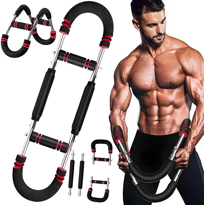 Twister Arm Trainer - Adjustable Forearm Strengthener, Arm Exercise Equipment, Chest Workout Equipment, Portable Spring Resistance for Home Workout Equipment (Red)