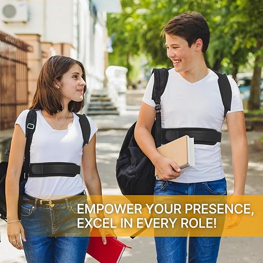 Fit Geno Posture Corrector for Petite Women, Men, and Teens: Adjustable Upper Back Brace - Improve Posture Correct Hunchback Slouching Invisible Under Clothes (Medium)