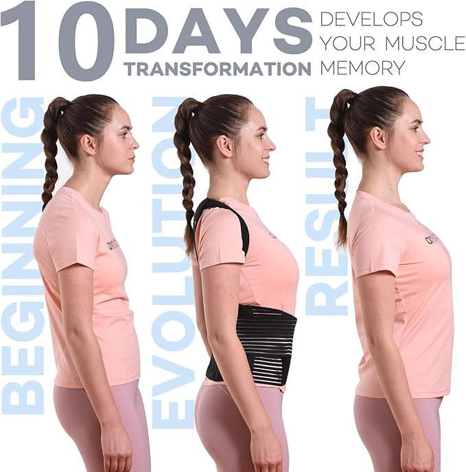 Omples Posture Corrector for Women and Men Thoracic Back Brace Straightener Shoulder Upright Support Trainer for Body Correction and Neck Pain Relief, X-Large (waist 42-47 inch)