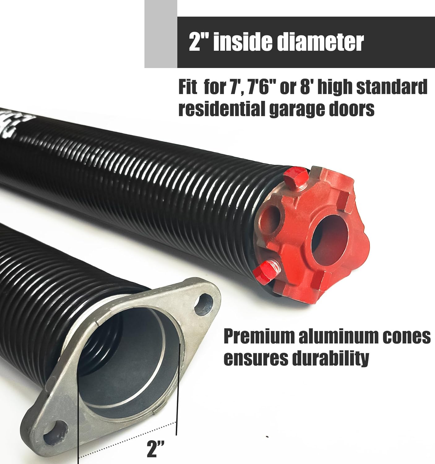 Garage Door Torsion Spring Set, Pair of 2" Electrophoresis Coated Garage Door Spring Replacement with 2 Non-Slip Winding Bars and Bearing, Minimum 16000 Cycles (.243x2x28")