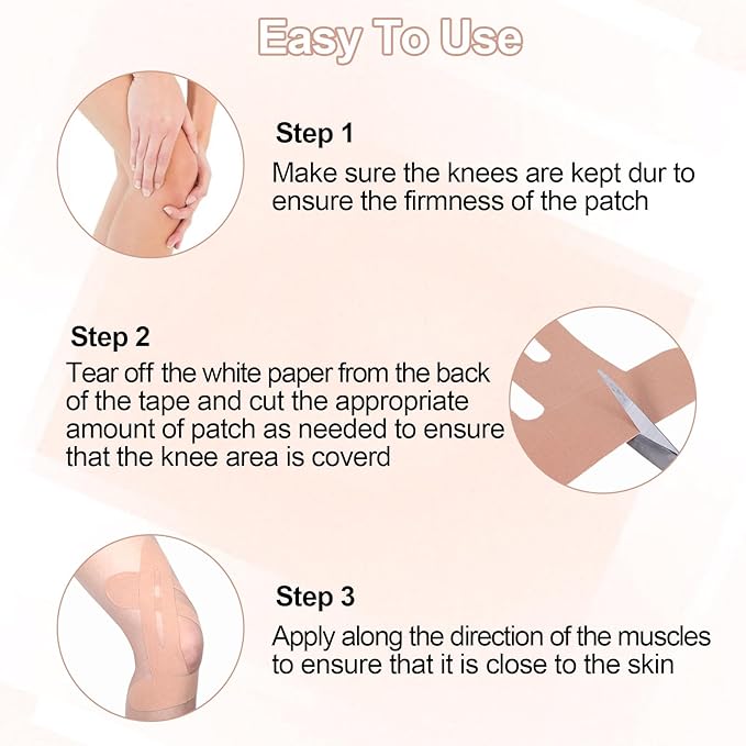 20 Count Kinesiology Tape,Precut Kinesiology Tape for Knees,Original Cotton Elastic Athletic Strips Knee Tapes for Muscle & Joint Support,Waterproof and Breathable,Sport Knee Support Patch Stickers