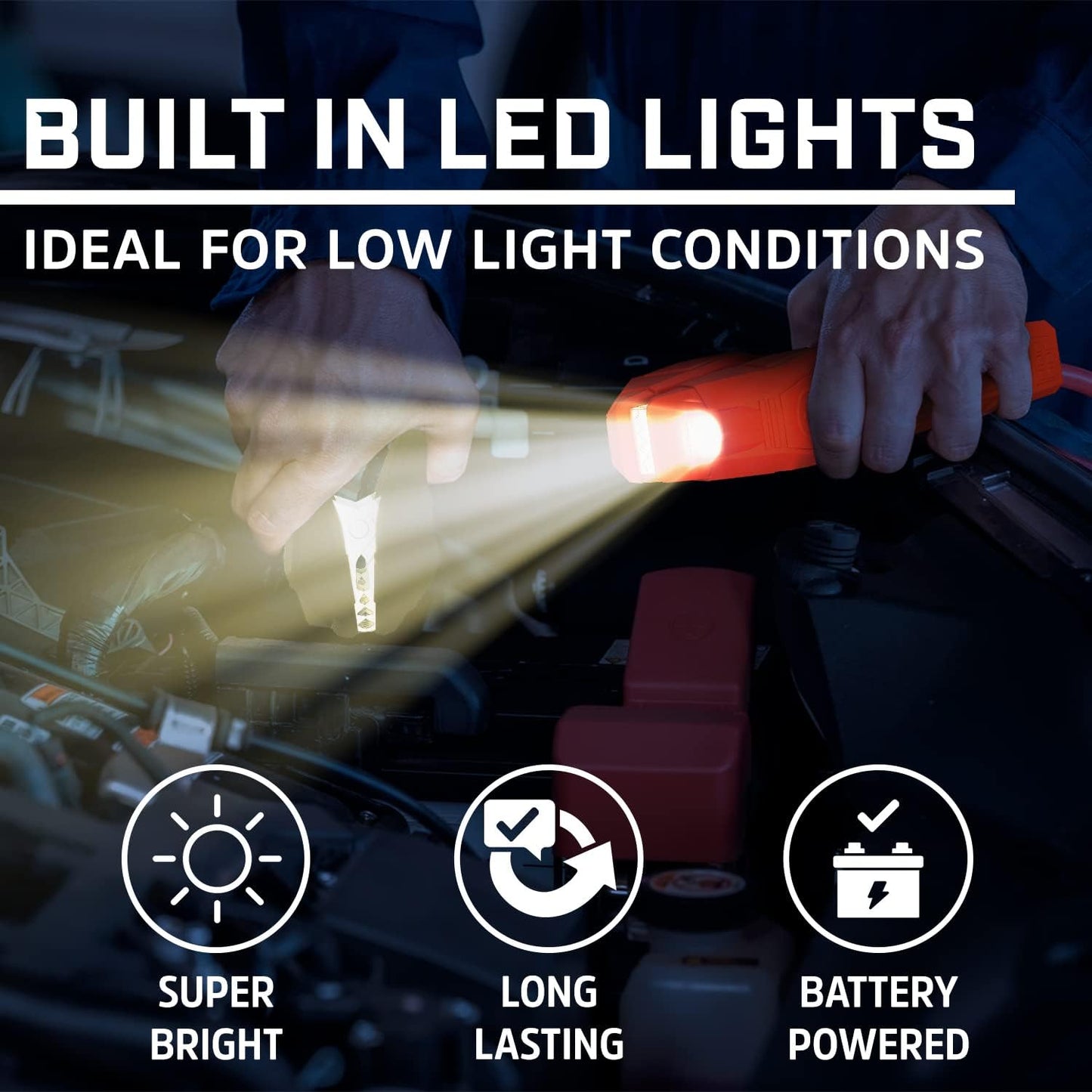 Energizer Jumper Cables for Car Battery with Built-in LED Lights, Heavy Duty Automotive Booster Cables for Jump Starting Dead or Weak Batteries - Carrying Bag Included (20-Feet (2-Gauge)